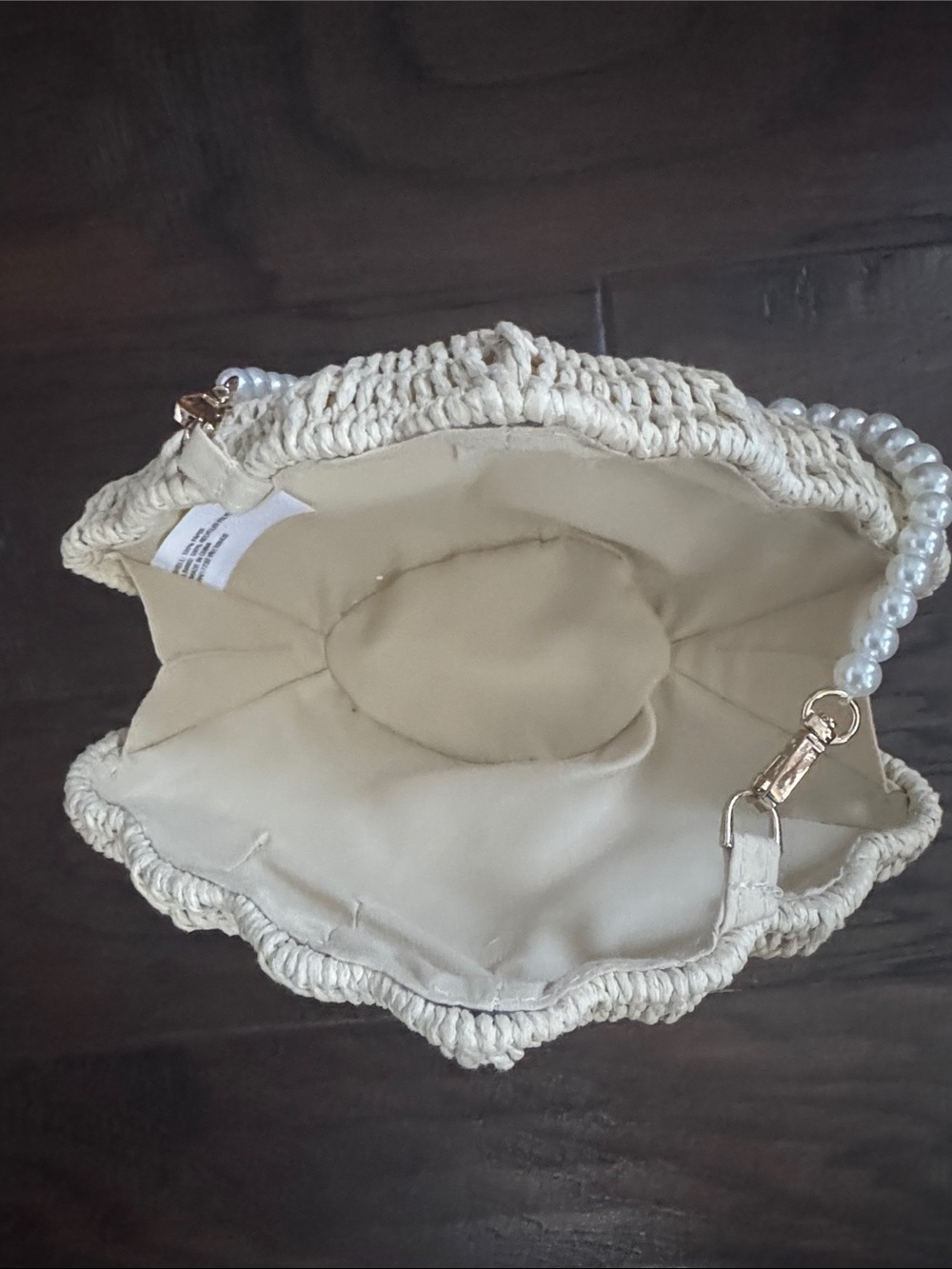 a new day Cream Raffia Shell Mini Bag with Pearl Handle - Picture 3 of 7